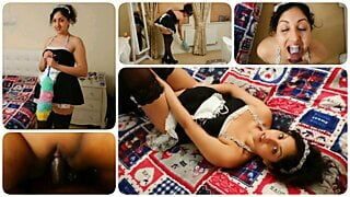 Maid gives her boss extra services – French maid cosplay seduction, tight pussy, deepthroat blowjob, cum in mouth